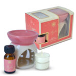 Oil Burner Set: Ceramic Oil Burner, 10ml Fragrance Oil & 2 Unscented T-Lights
