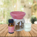 Oil Burner Set: Ceramic Oil Burner, 10ml Fragrance Oil & 2 Unscented T-Lights - Image 2